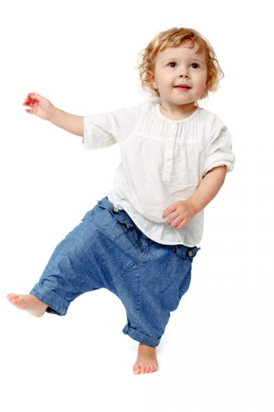 Baby taking first steps